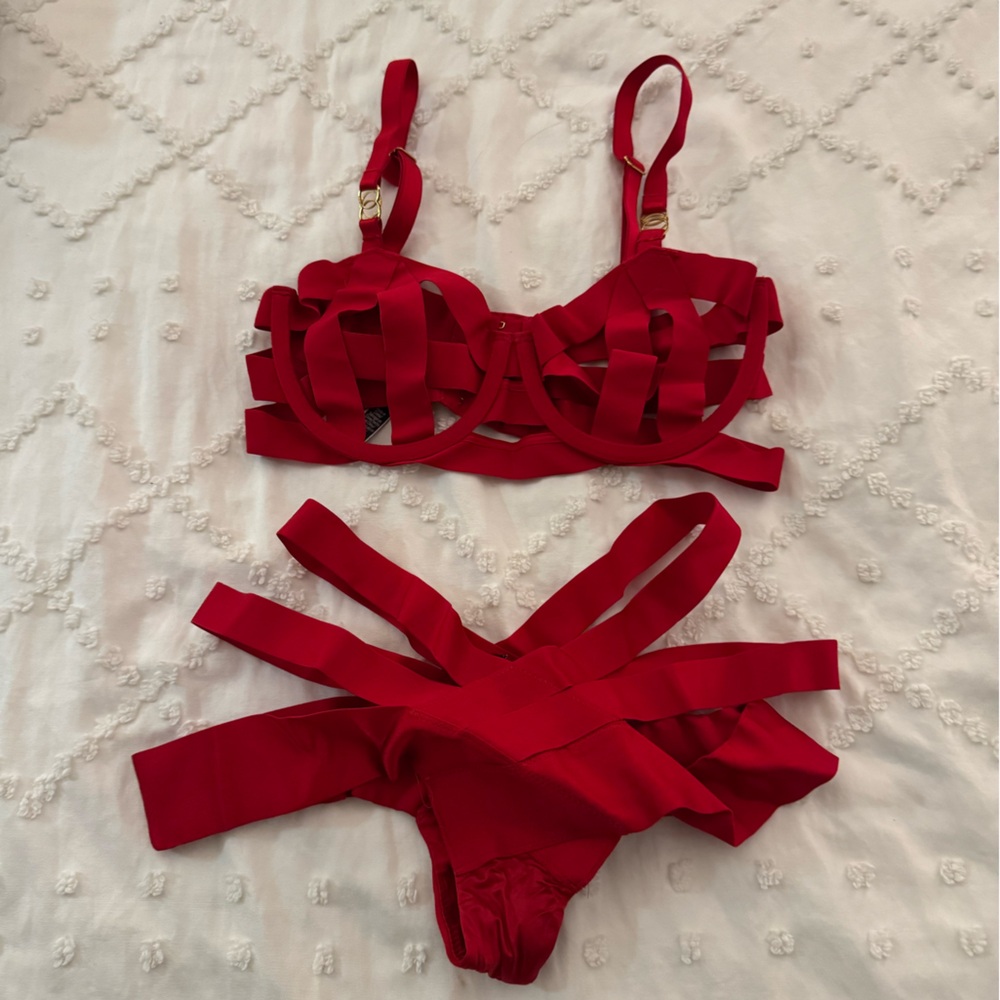 Victoria's Secret Red Strappy Lingerie Set